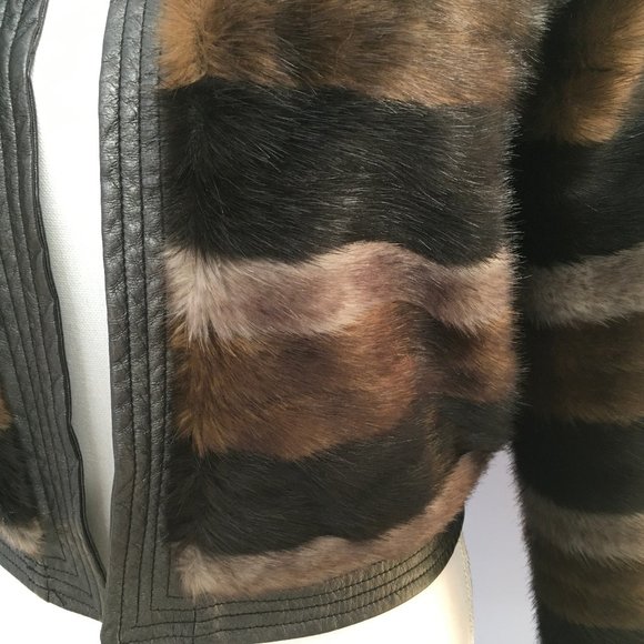 Nana Nucci Striped Faux Fur Jacket Size 2 - Picture 3 of 10